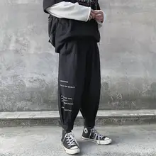 Ins, Япония, весна, хип-хоп джоггеры, мужские черные штаны-шаровары, много карманов, с лентами, мужские спортивные штаны, уличная одежда, повседневные мужские свободные штаны