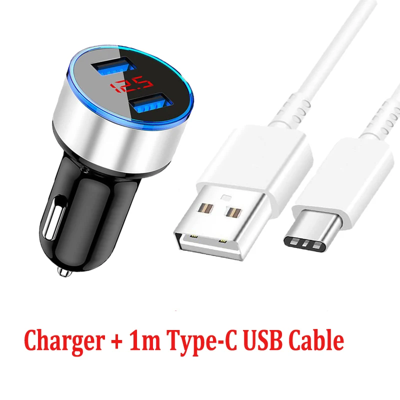 For Samsung Galaxy A12 A42 A02S A50 A30 A71 A51 Type-C USB Charging Cable 3.1A Fast Charging Dual Car USB Charger Phone Adapter auto usb charger Car Chargers