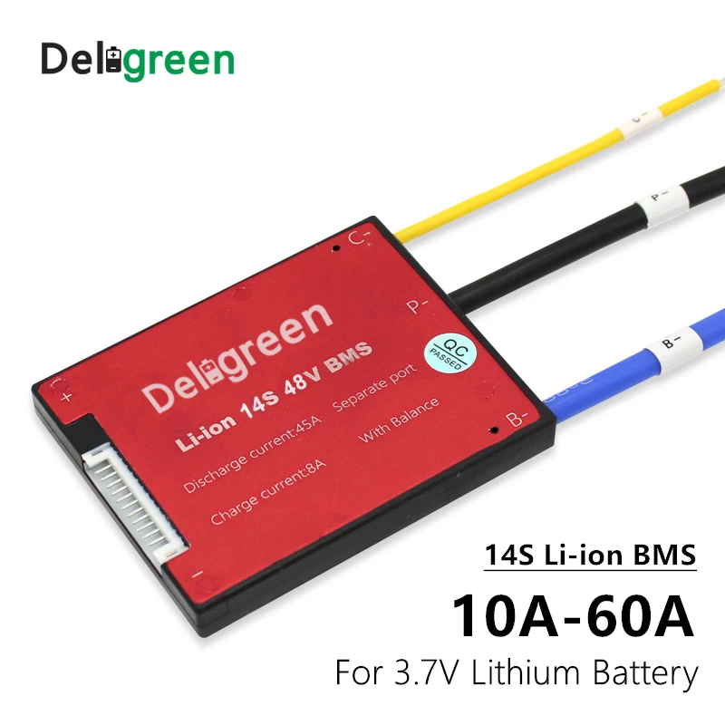 Комплект литий-ионных аккумуляторов 14S 20A 30A 40A 50A 60A PCM/PCB/BMS для 48 В 18650 LiNCM