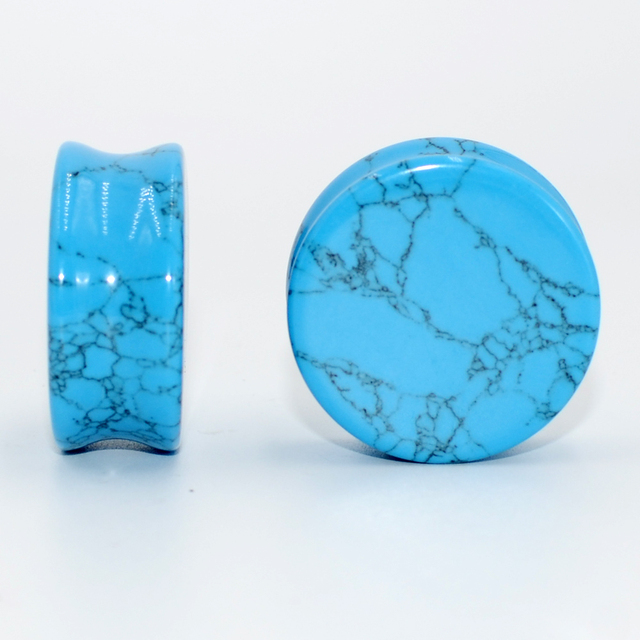 Pair Opalite Stone Ear Plug Sadde Gauges PIercing Ear Stretchers Expander Earring Earlets Body Jewelry