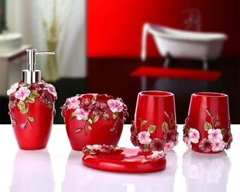 

European high-grade resin Bathroom Set Emulsion Bottle Fashion Accessories Set Wash Gargle Cup Toothbrush Suit Wedding Gift