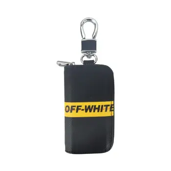 

Tide brand leather key bag car key bag remote control bag men and women general OFF White leather keychain