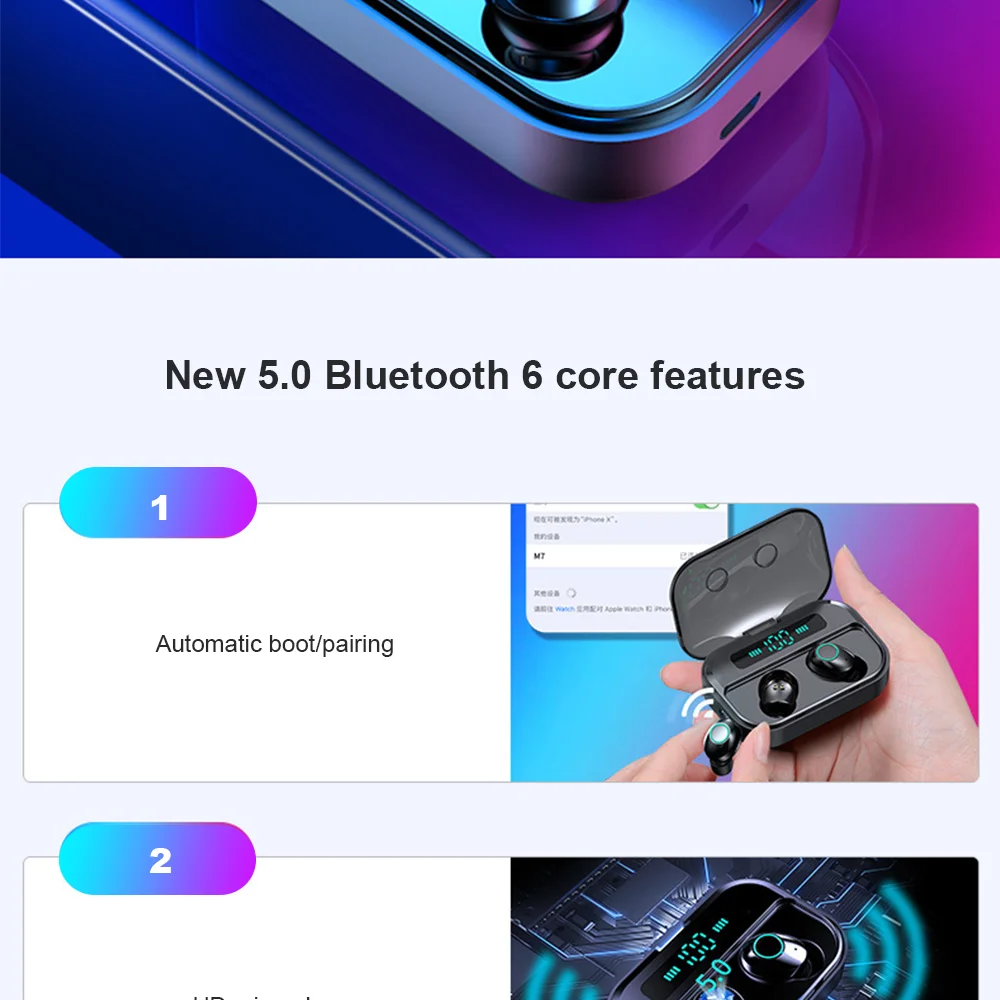 CBAOOO M7 TWS Bluetooth 5.0 Earphone Stereo Wireless Earbus MINI HIFI Sound Sport Earphones Handsfree Gaming Headset with Mic