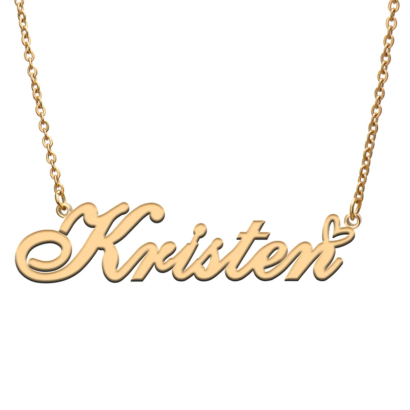 

Kristen Name Tag Necklace Personalized Pendant Jewelry Gifts for Mom Daughter Girl Friend Birthday Christmas Party Present