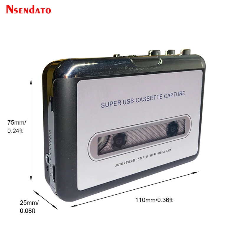 USB Cassette Player Tape to MP3 Converter Capture Adapter Audio Music Player Tape USB Cassette Recorder & Player