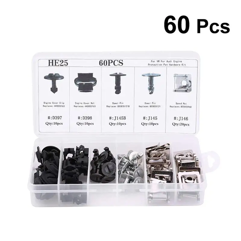 60pcs Mixed Size Car Body Speed Nut Trim Clips Door Panel Fender Splash Shield Engine Cover Dowel Pins | Автомобили и мотоциклы