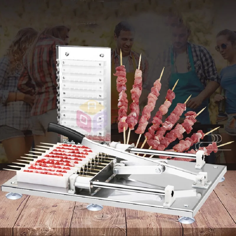 Manual Satay Skewer Machine BBQ Stainless Steel Mutton Kebab Lamb Tools Doner Meat Wear String | Дом и сад