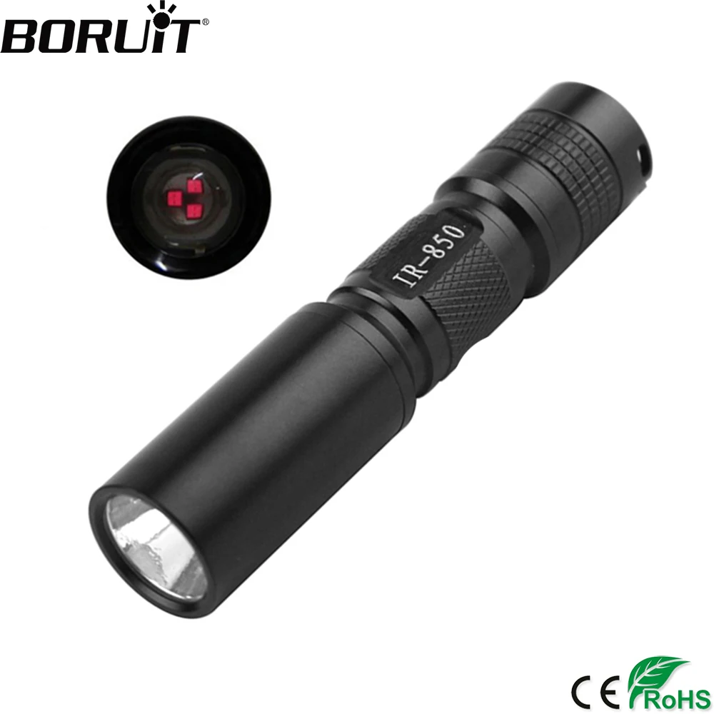 BORUiT IR 850 светодиодный мини-фонарик с инфракрасным излучением фонарь ночного