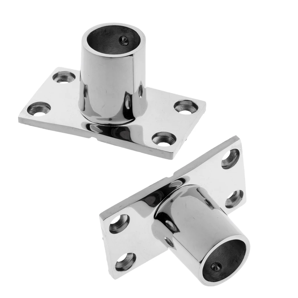 2x Boat Hand Rail Fitting 90 Deg 7/8' Stanchion Base Marine Stainless Steel