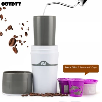 

Manual Portable Drip Coffee Maker Travel Mug Compatible with Refillable K-Cup Travel Camping Hot and Cold