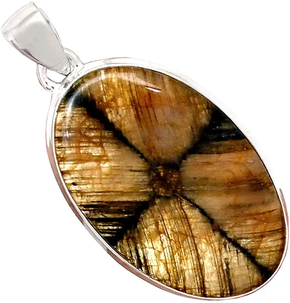 

Genuine CHIASTOLITE Pendant 925 Sterling Silver, 48.6 mm, AP6497