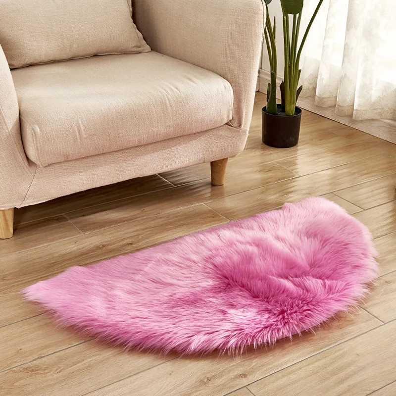 Semicircle Faux Fur Rugs Bedroom Living Room Decor Doormat Super Soft