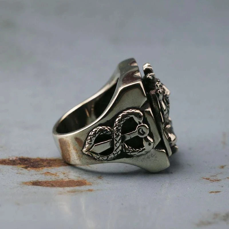 Gothic Baphomet Stainless Steel Ring Seal of Satan Pentagram Sigil Illuminati Rings Jewelry Gifts for him stainless steel ring finger ring