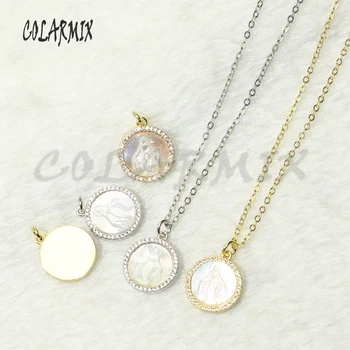 

8 Pcs Jesus pendantes necklace God shell charm religion jewelry fashion accessories zircon accessories jewlery for women 9602
