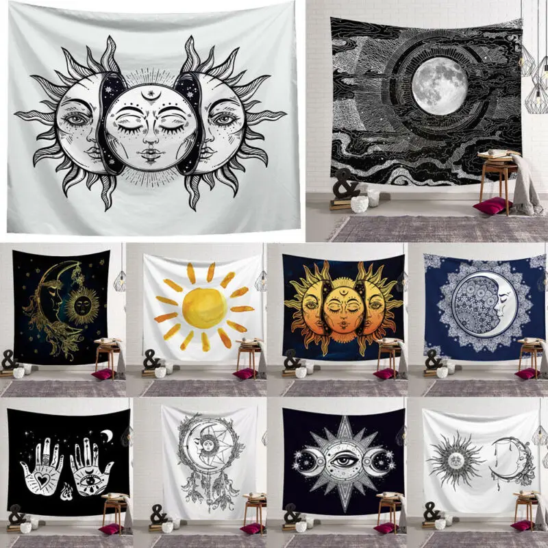 

Home Decor Psychedelic Moon Sun Wall Hanging Beach Towel Art Nordic Tapestry Bohemian Polyester Mandala Pattern Blanket Cover