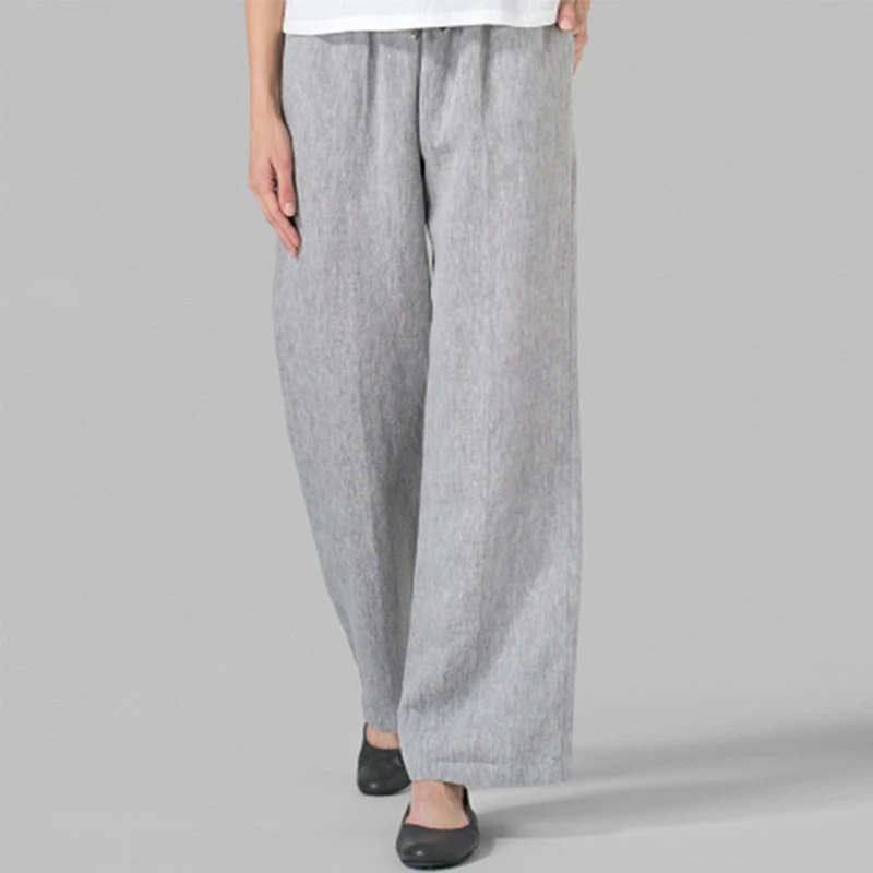 Light Grey ZANZEA, модные, одноцветные, широкие, брюки, женские, повседневные, эластичный пояс, шнуровка, Репка, женские, осенние брюки размера плюс - Цвет: Light Grey