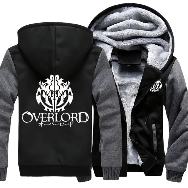 Men's Hooded Anime Overlord Fleece Thicken Hoodie Unisex Hoodies& Sweatshirts Hoody Jacket Coat US Size TOP - Цвет: Бежевый