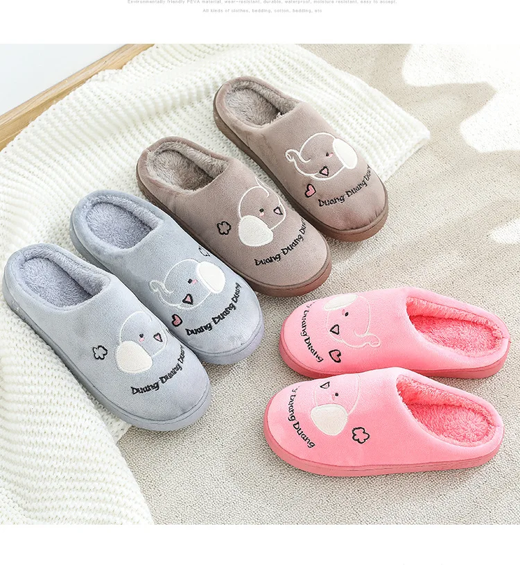 

Cotton Slippers Women's Winter Indoor Thick Bottomed Anti-slip Time of Childbirth Couples Cute Household Plush Postpartum New St