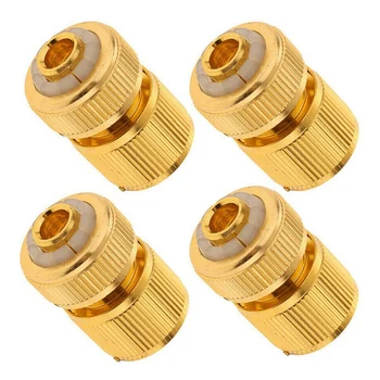 

4Pcs Brass 1/2 Inch Hose Connector Garden Water Tap Pipe Garden Quick Connect Adaptor Fitting