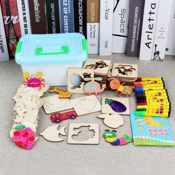 

48pcs Baby Board School Paint Tool Educational Coloring Book Paint Learning Coloring Board Drawing Board Wooden Drawing Toy Gift