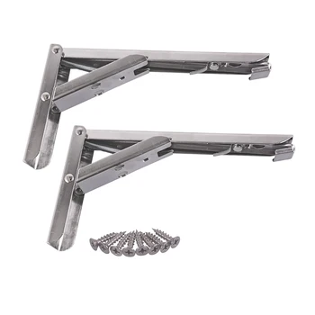 

Stainless Steel 8-inch Length 90 Degree Spring Loaded Triangle Folding Shelf Brackets 2-Pack ,With Mounting Screws