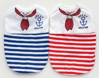 

New Navy Spring and Summer Dog Clothes Dog Vest Red Bow Tie Striped Dog Clothes Dog Vest