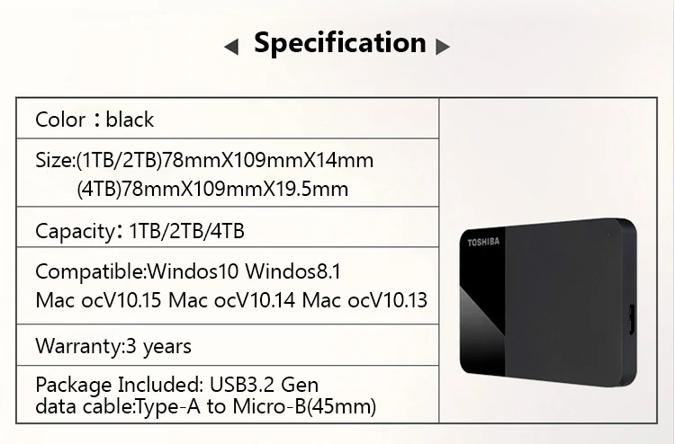 the biggest external hard drive Toshiba Canvio Bereit B3 USB 3,0 Tragbare Externe Festplatte 4TB Festplatte 2,5 "für Laptop Computer Laptops Mac/Android external hard disk 500gb