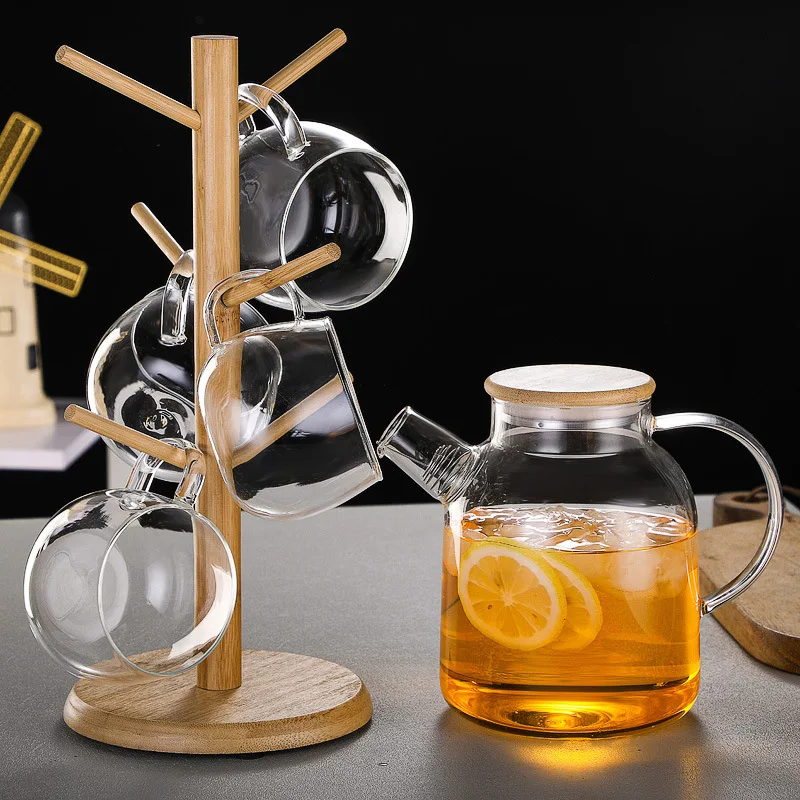 

1L/1.6L transparent high borosilicate thickened glass teapot Heat-resistant cold kettle Juice kettle Cool white open tie kettle