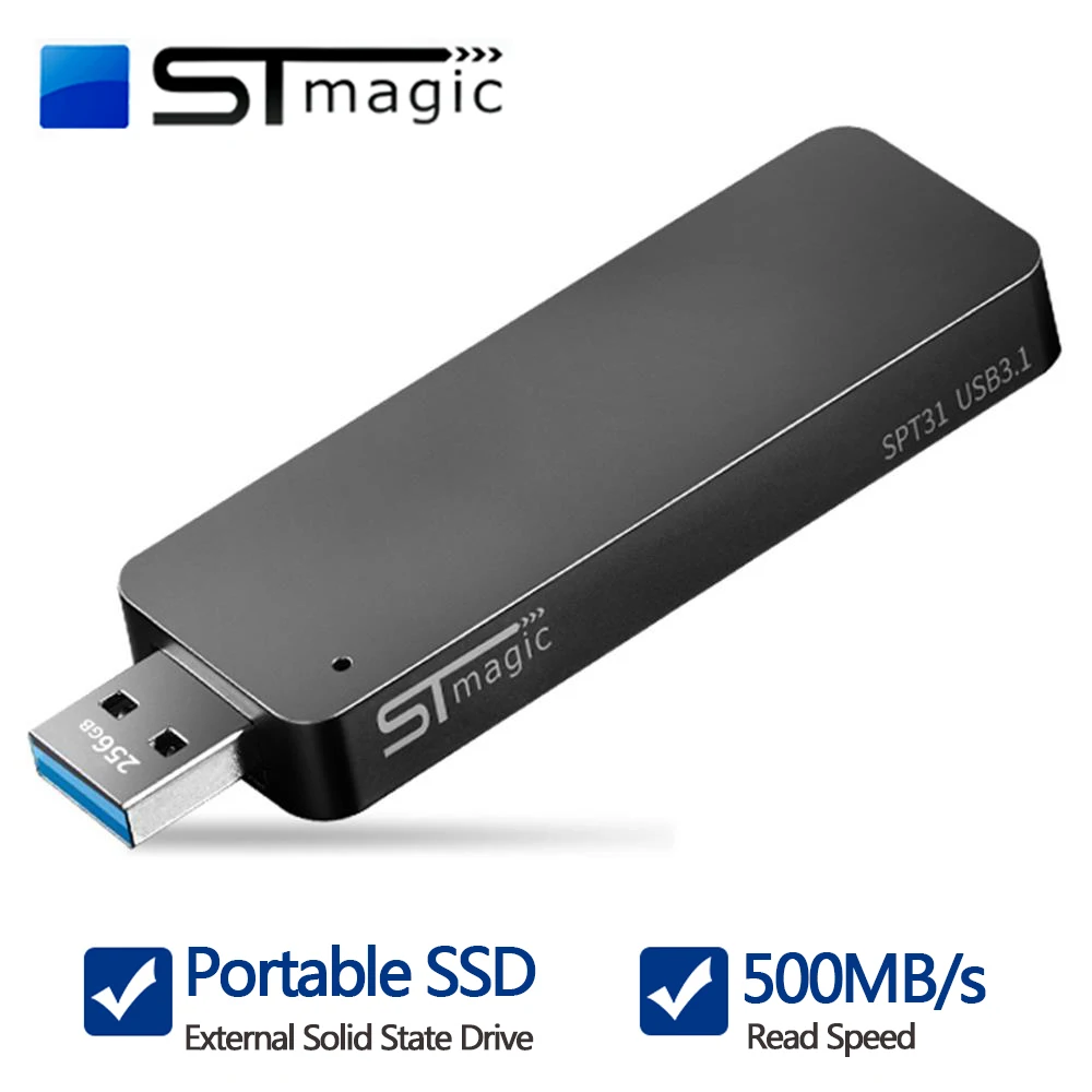 

STmagic SPT31 128GB/360GB/512GB Mini Portable M.2 SSD USB3.1 Solid State Drive Read Speed 500MB/s