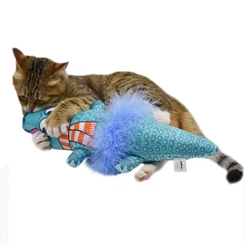 

1PCS Cat Toy Mint Crocodile Paper Cat Feather Vent Moles Pets Plush Imitation Cat Pillow