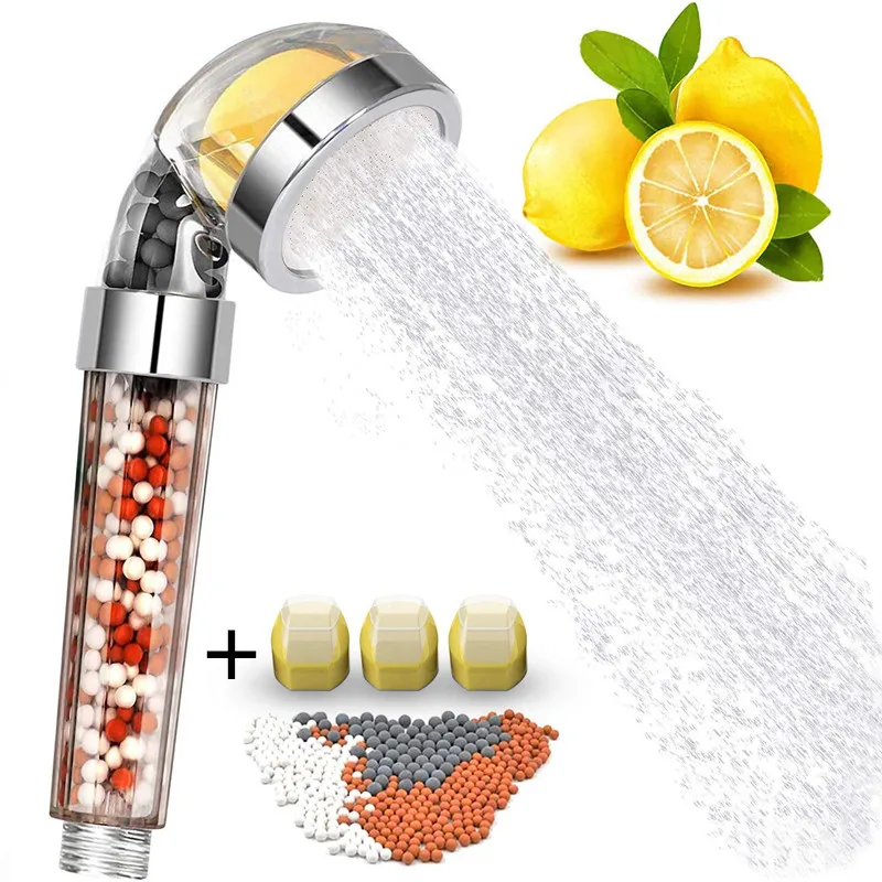 

Vitamin C Filter Shower Head with 3 Replacement Balms Handheld High Pressure Shower Head Remove Chlorine for Hard Water Softener