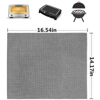 

3 Pieces Non-Stick Barbecue Grill Mat Barbecue Mat Cooking Placemat Net Kitchen Accessories Reusable Barbecue Tool