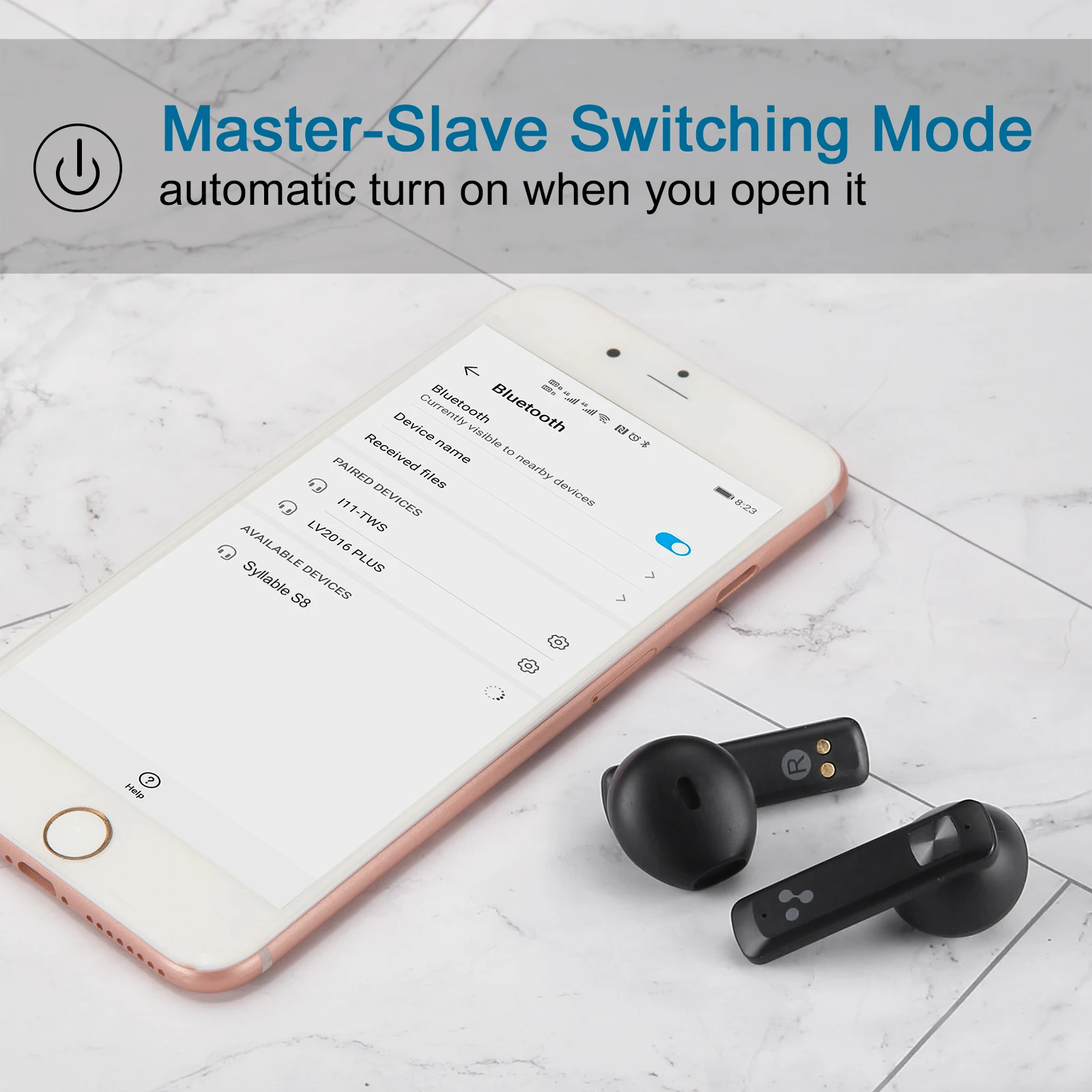 Fones de Ouvido Intra-auriculares sem Fio Modo de Comutação Compatível com s8 Syllable Produto Original 5 Horas Estéreo Mestre s8 Tws - Image 4