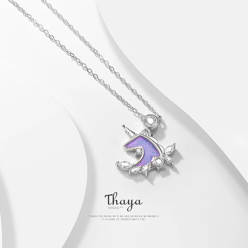 Thaya S925 Silver Unicorn Bracelet Thin Chain Crystal Drip oil Handmade For  Women Silver bracelet Fine Luxury Jewelry Gift Drop