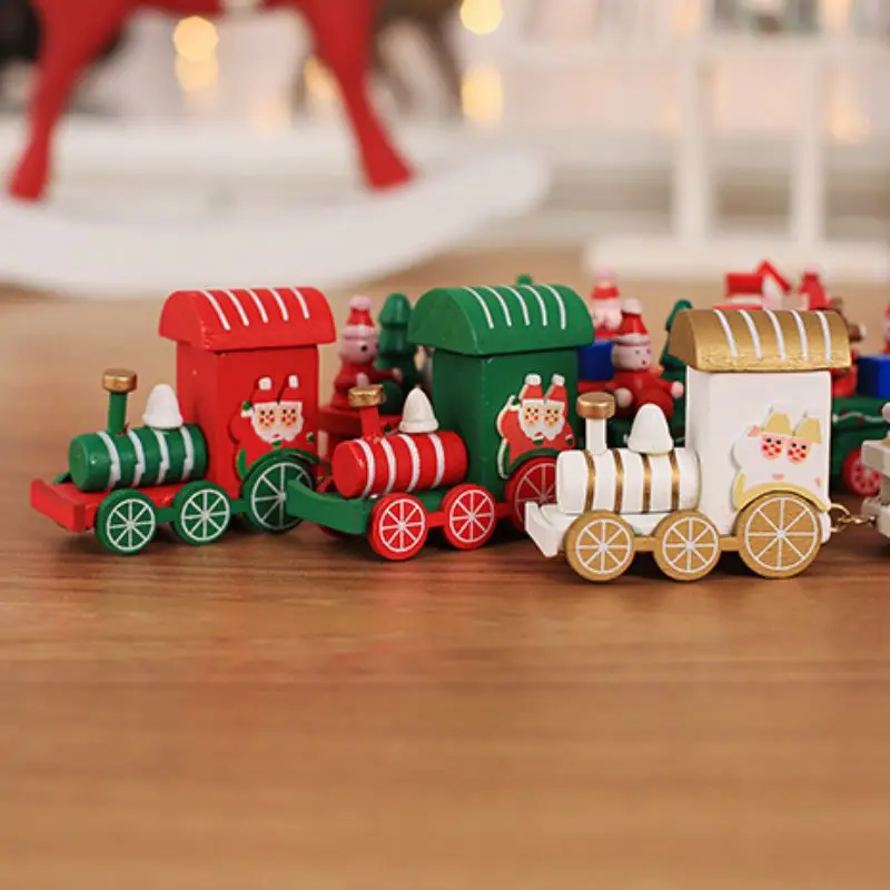 amazing  New Christmas Toys For Kids baby Cute Wooden Mini Train Ornaments Kid Gift Toys For Christmas Party