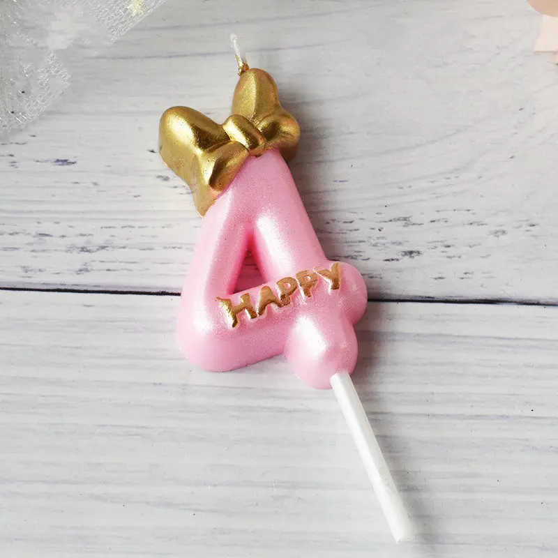 pink4 Украшения для торта с цифрами, свечи для дня рождения, украшения для торта 0, 1, 2, 3, 4, 5, 6, 7, 8, 9, вечерние украшения для торта - Цвет: pink4