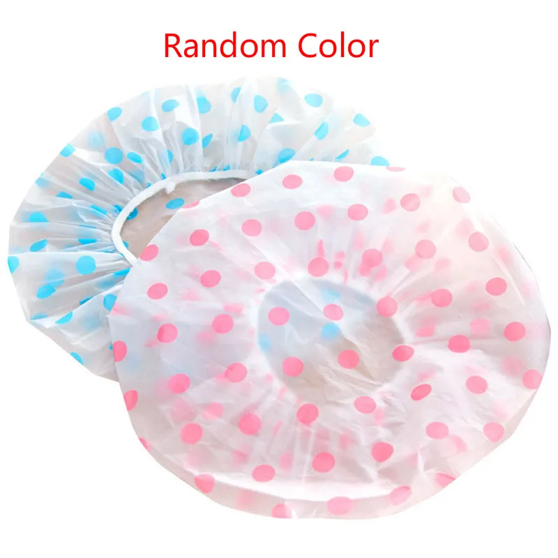 random color 1 шт. Цвет случайный точка Водонепроницаемый душ Кепки уплотненные теплые леггинсы с эластичной резинкой; ванна шляпа, шапочка для купания для Для женщин парикмахерский салон Ванная комната продукты - Цвет: random color