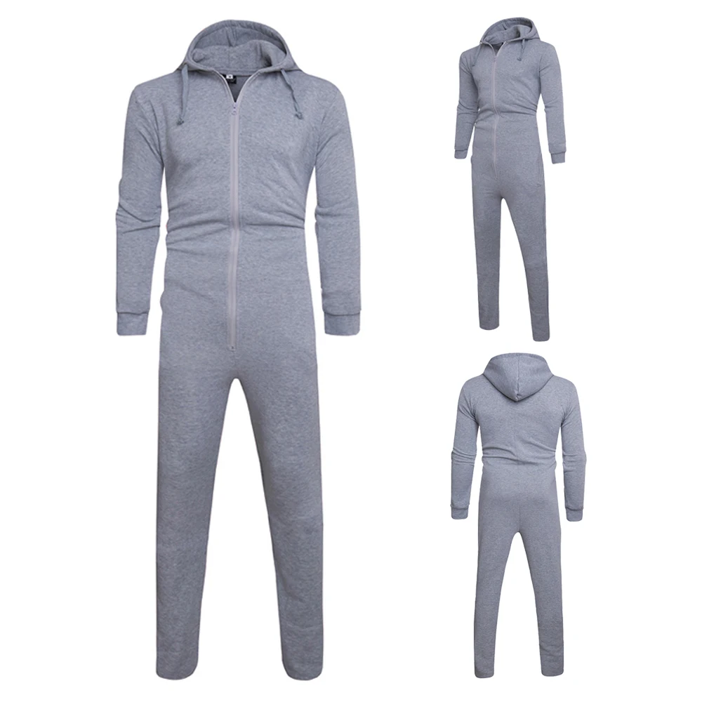 

GELITAYIN Vogue Men's Jumpsuit Spring Autumn Male Casual Solid Color Long Hoodies Sweatshirts Men's Slim Hooded Hoodie Coats