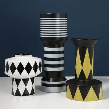 

JINGDEZHEN SIMPLE MODERN CREATIVE GEOMETRIC DIAMOND CERAMIC VASE DESIGNER HANDMADE SOFT DECORATION FLOWER DECORATION