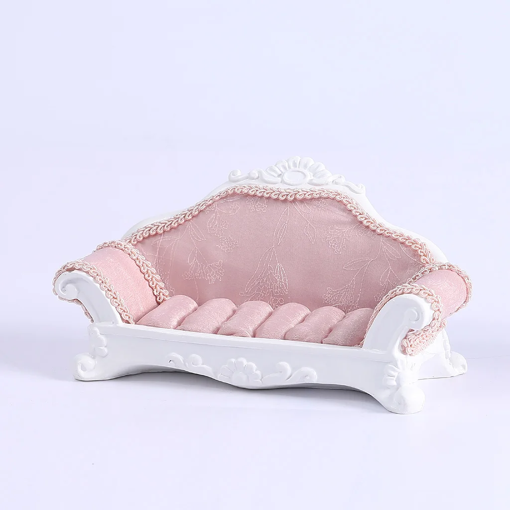 Розовый кружевной диван форма кольцо Сережки-гвоздики украшения витрина для хранения