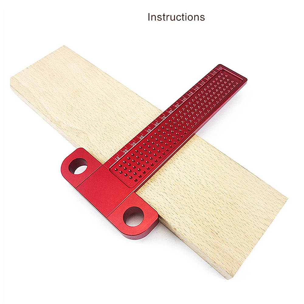 

Aluminum Alloy Wood Measure Ruler Woodworking Scribe T-Type Ruler Hole Scribing Wood Measure Ruler Gauge Measuring Tool