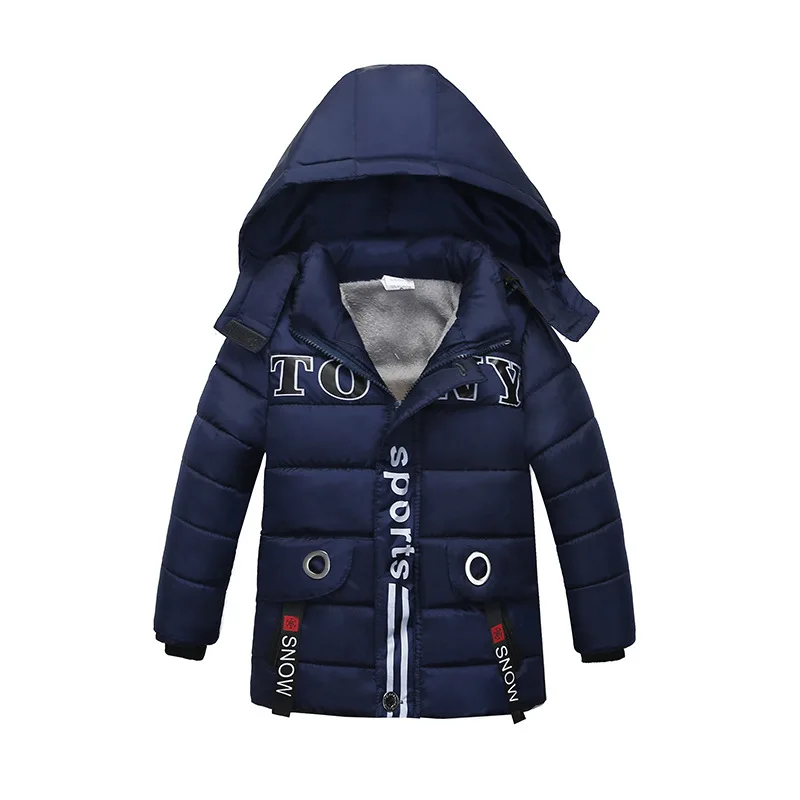 New children's coat jacket winter boy girl wave pattern cute cartoon ear warm silk cotton baby hooded cotton jacket tide