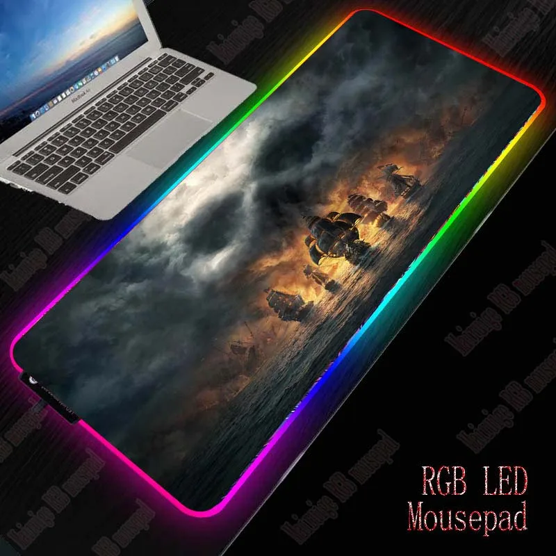 Yuzuoan RGB большой игровой коврик для мыши светодиодный usb клавиатура с цветным