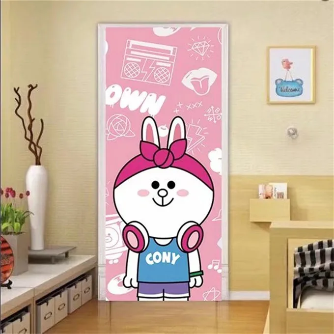 Wood Door Sticker For Living Room Bedroom Landscape PVC Self-Adhesive Waterproof Wallpaper On The Doors Renew Cartoon DIY Mural - Color: SD147