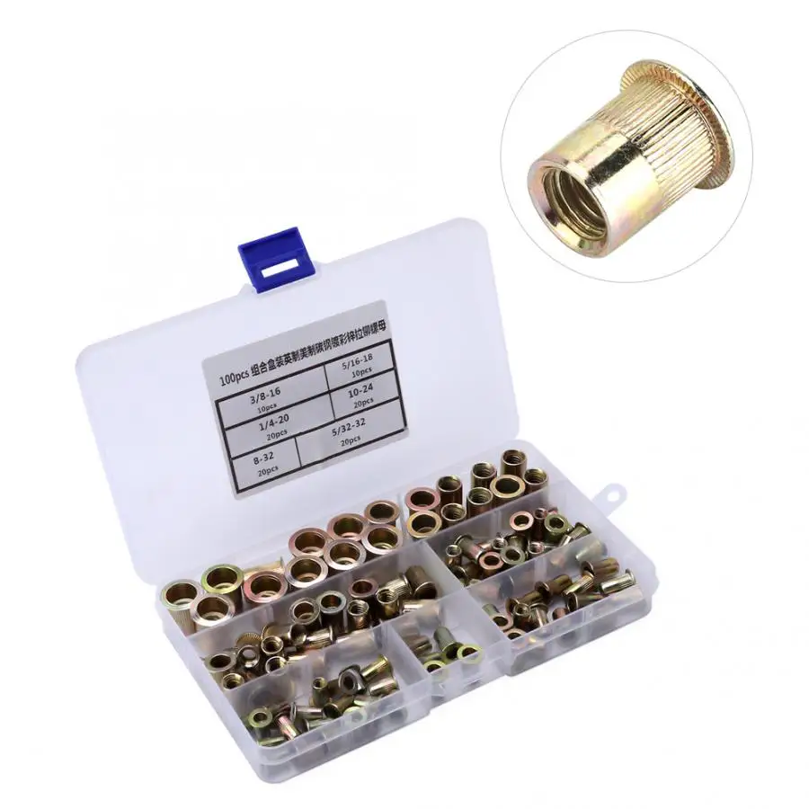 

Stainless Steel Square Nuts 100Pcs Plated Carbon Steel Flat Threaded Rivet Nut Flange Rivnut Nutsert Fastener Long Service Life