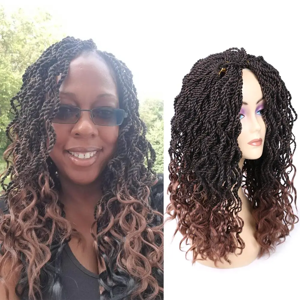 

DAIRESS 14" Senegalese Twist Crochet Braids With Curly Free End Wavy Senegalese Twist Hair Extension Crochet Twist Braiding Hair