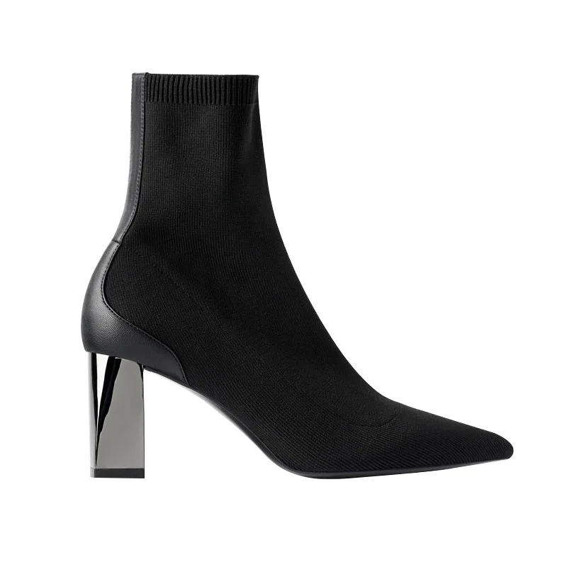 Metal Knitting Boots Designer Sock Boots Metal Weave Botines Sock