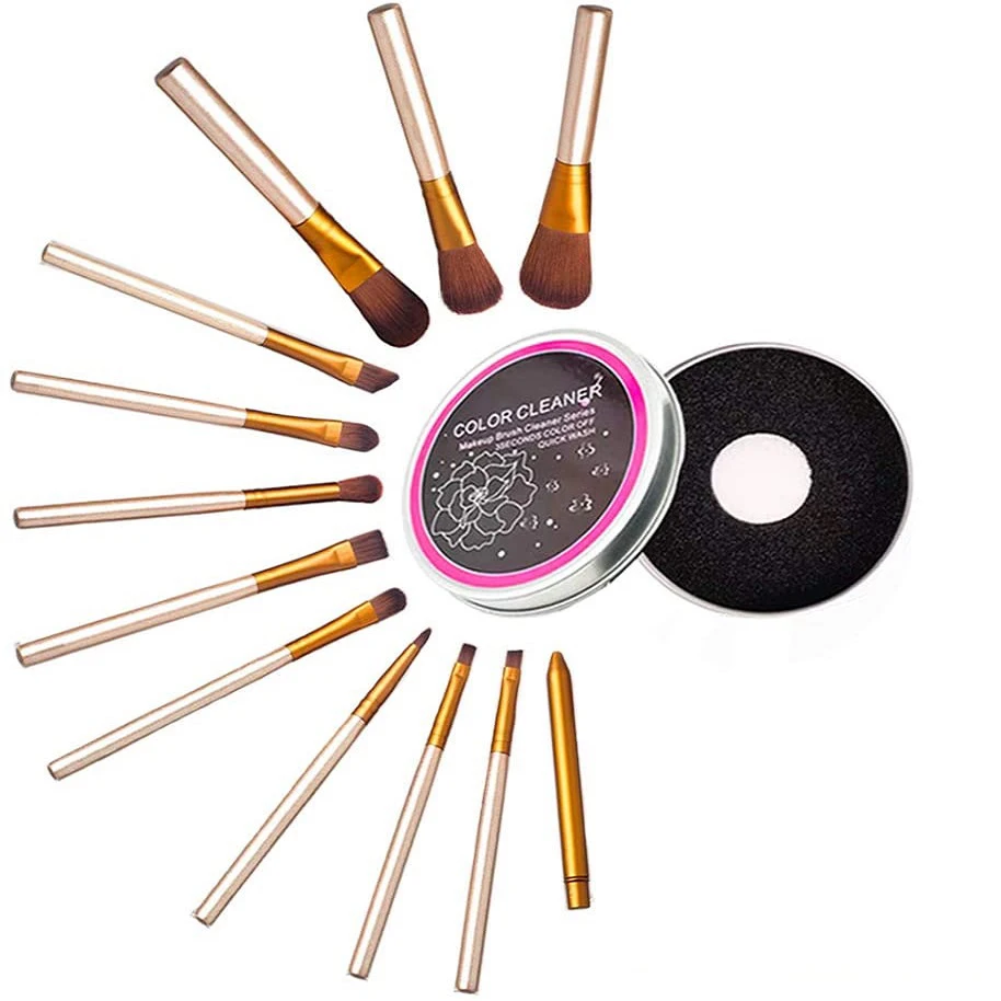 

12 Pcs Makeup Brushes, Makeup Brush Cleaner Professional Makeup Brush Set,Premium Synthetic Foundation Brush Blending Face