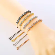 10 шт./лот 4 цвета полный микро проложить кубического циркония цветок регулируемый браслет модные украшения