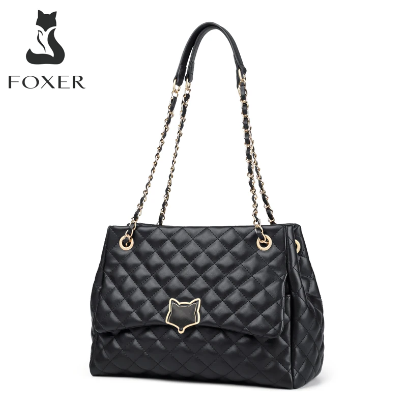 

FOXER Women Cow Leather Big Top Handle Bags Classic Female Shoulder Bag Large Capacity Commute Lady Laptop Purse Cross body Tote
